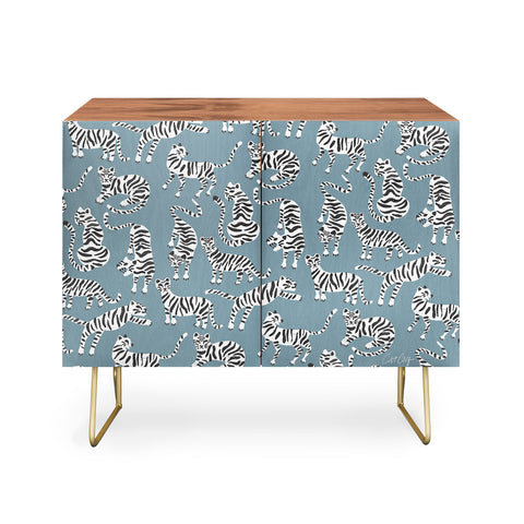 Cat Coquillette Tiger Collection White on Blue Credenza