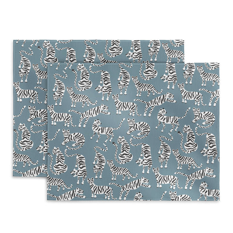 Cat Coquillette Tiger Collection White on Blue Placemat