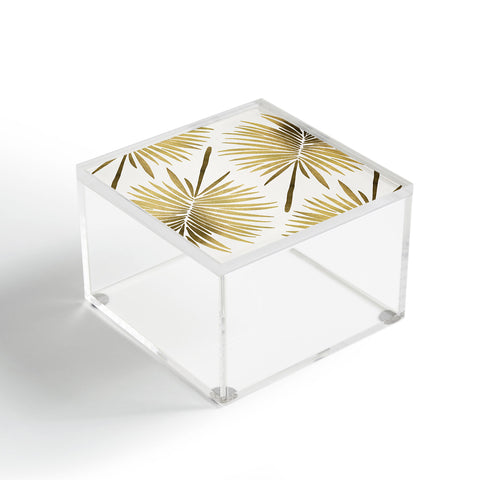 Cat Coquillette Tropical Fan Palm Gold Pattern Acrylic Box