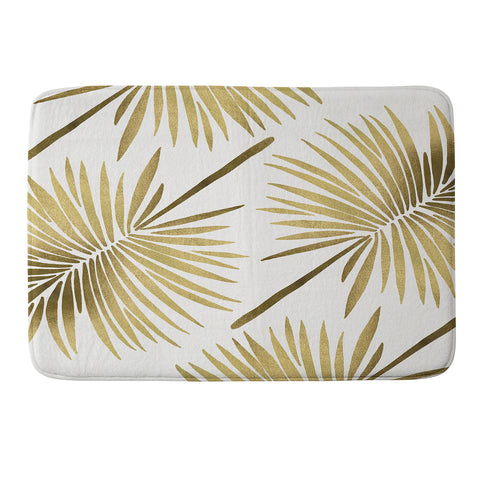 Cat Coquillette Tropical Fan Palm Gold Pattern Memory Foam Bath Mat