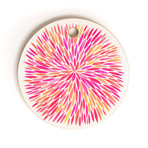 Cat Coquillette Watercolor Burst Pink Ombre Cutting Board Round