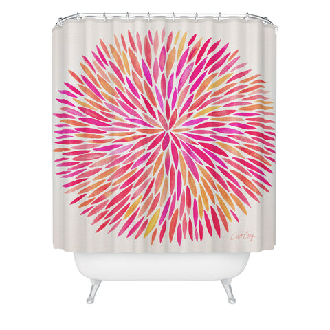 Cat Coquillette Watercolor Burst Pink Ombre Shower Curtain