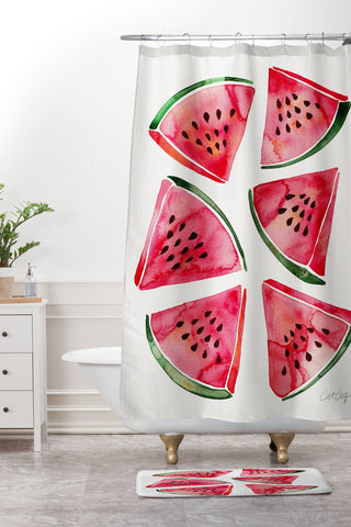Cat Coquillette Watermelon Slices Shower Curtain And Mat