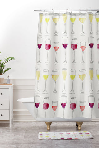 Cat Coquillette Wine Collection Shower Curtain And Mat