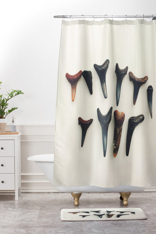 Catherine McDonald Amelia Island Shark Teeth Shower Curtain And Mat