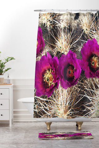Catherine McDonald Cactus Flowers Shower Curtain And Mat