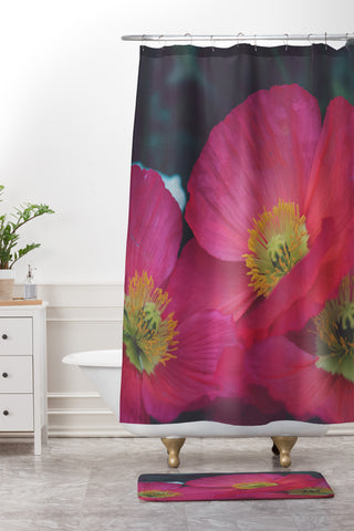 Catherine McDonald Electric Poppies Shower Curtain And Mat