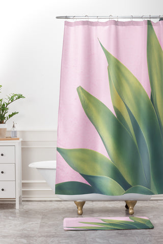 Catherine McDonald Pink Agave Shower Curtain And Mat