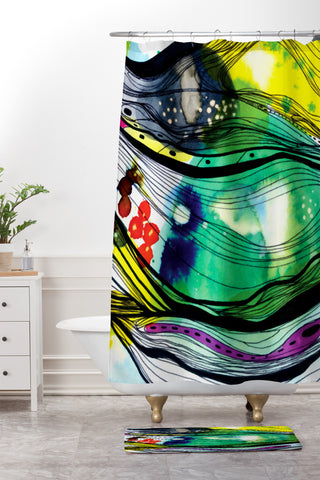 CayenaBlanca Abstract 4 Shower Curtain And Mat