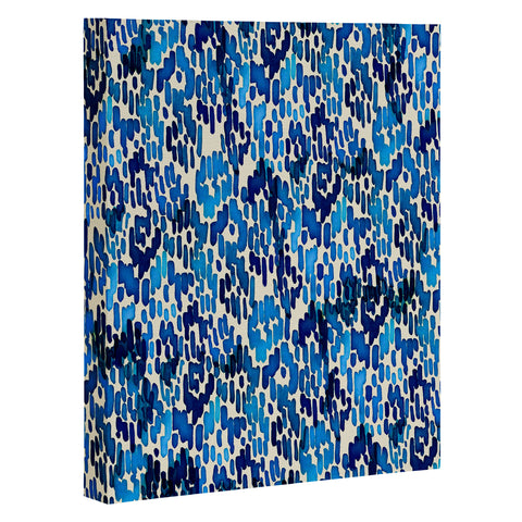 CayenaBlanca Blue Ikat Art Canvas