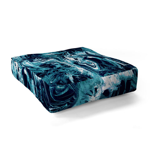 CayenaBlanca Blue Marble Floor Pillow Square