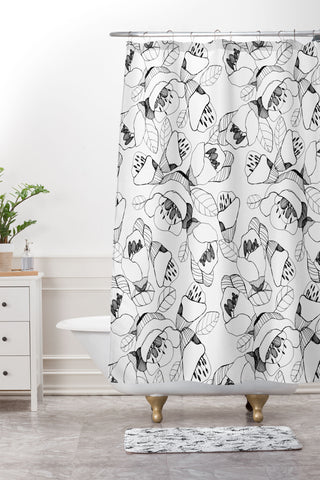 CayenaBlanca Bw Lines Shower Curtain And Mat