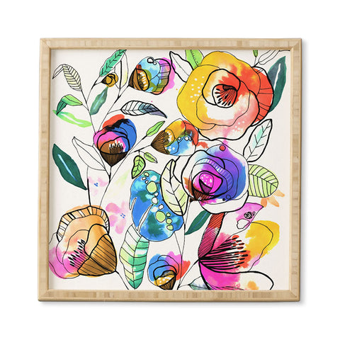 CayenaBlanca Coloured Flowers Framed Wall Art