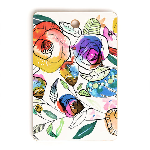 CayenaBlanca Coloured Flowers Cutting Board Rectangle