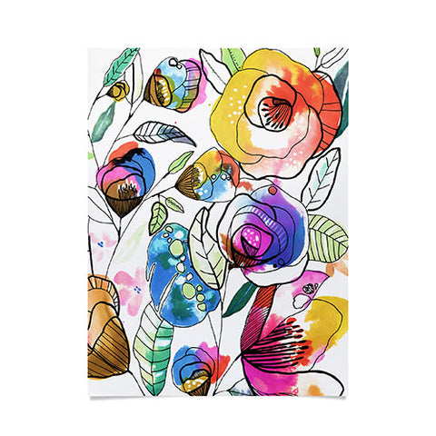 CayenaBlanca Coloured Flowers Poster