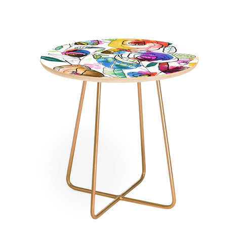 CayenaBlanca Coloured Flowers Round Side Table