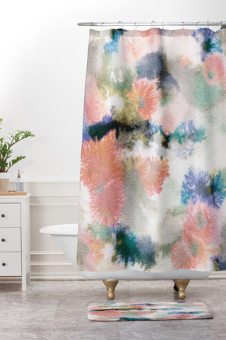 CayenaBlanca Corals Shower Curtain And Mat