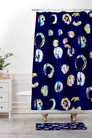 CayenaBlanca Drops of color Shower Curtain And Mat