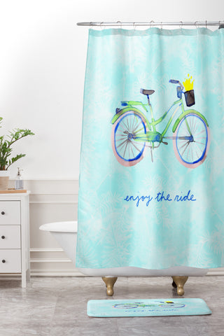 CayenaBlanca Enjoy Your Ride Shower Curtain And Mat