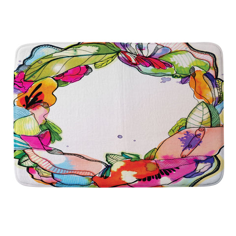 CayenaBlanca Floral Frame Memory Foam Bath Mat