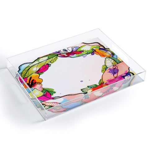 CayenaBlanca Floral Frame Acrylic Tray
