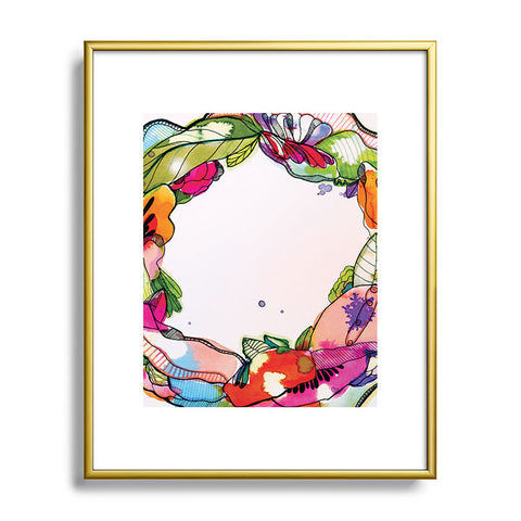 CayenaBlanca Floral Frame Metal Framed Art Print