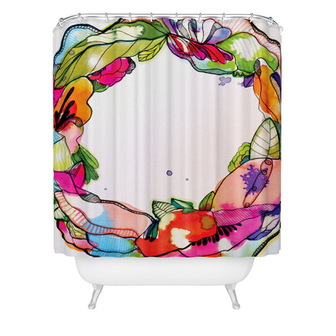 CayenaBlanca Floral Frame Shower Curtain
