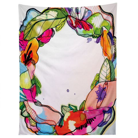 CayenaBlanca Floral Frame Tapestry