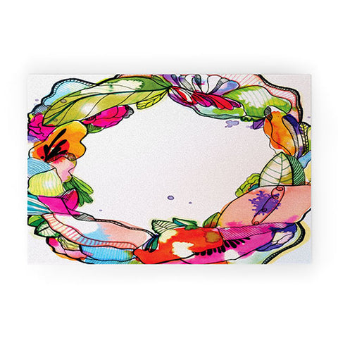CayenaBlanca Floral Frame Welcome Mat