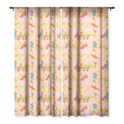 CayenaBlanca Floral shapes Sheer Window Curtain