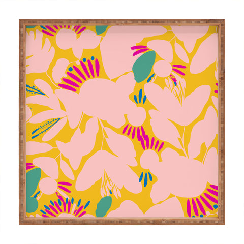 CayenaBlanca Floral shapes Square Tray