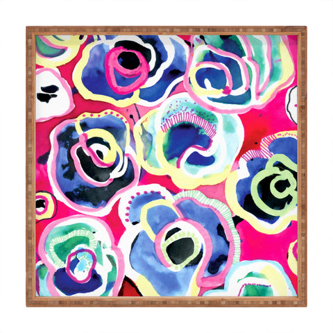 CayenaBlanca Flower Party Square Tray