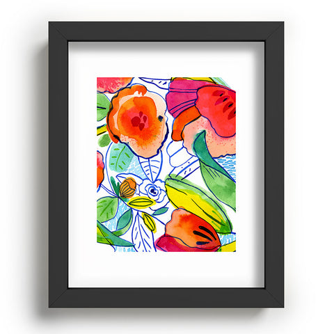 CayenaBlanca Ink Flowers Recessed Framing Rectangle