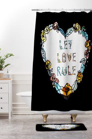 CayenaBlanca Let Love Rule Shower Curtain And Mat