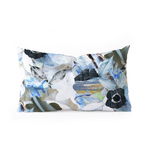 CayenaBlanca Marbled flowers Oblong Throw Pillow