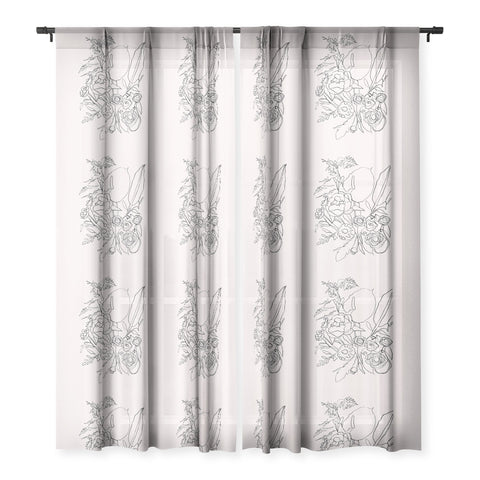 CayenaBlanca Minimal Bouquet Sheer Window Curtain