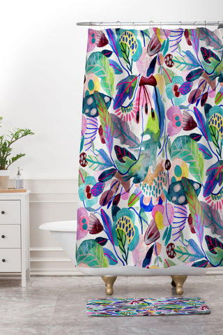 CayenaBlanca Morning Glory texture Shower Curtain And Mat