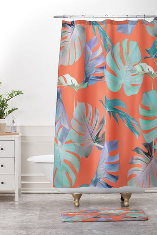 CayenaBlanca Pastel Tropicals Shower Curtain And Mat