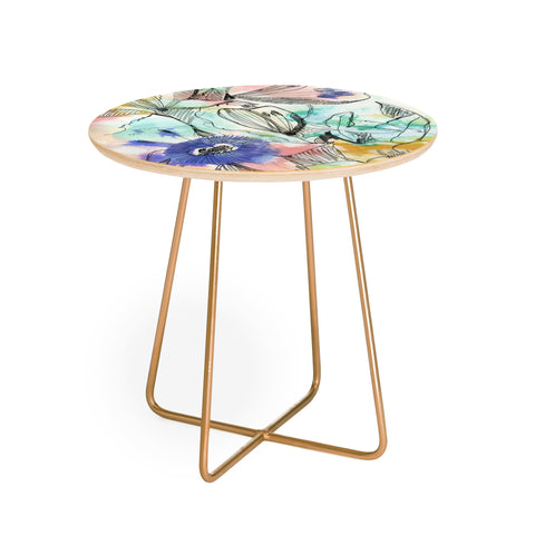 CayenaBlanca Pastels Flowers Round Side Table