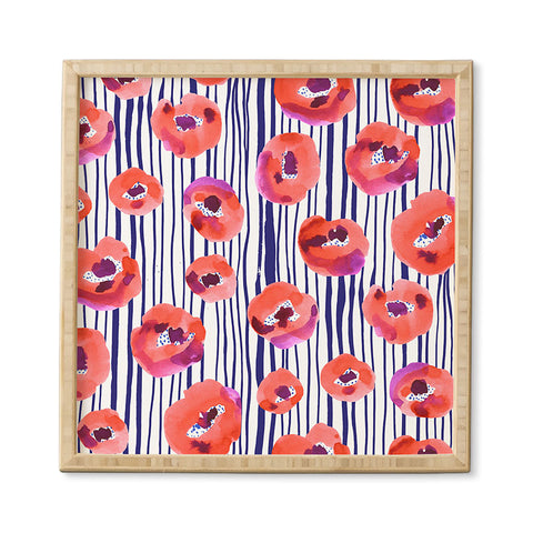 CayenaBlanca Peonies and stripes Framed Wall Art