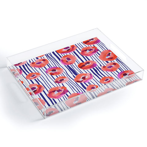 CayenaBlanca Peonies and stripes Acrylic Tray