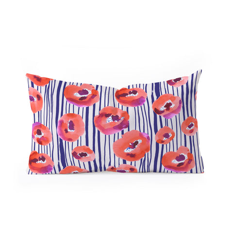 CayenaBlanca Peonies and stripes Oblong Throw Pillow