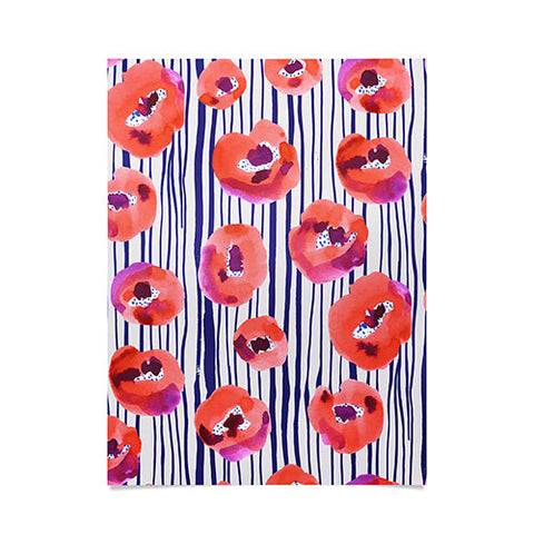CayenaBlanca Peonies and stripes Poster