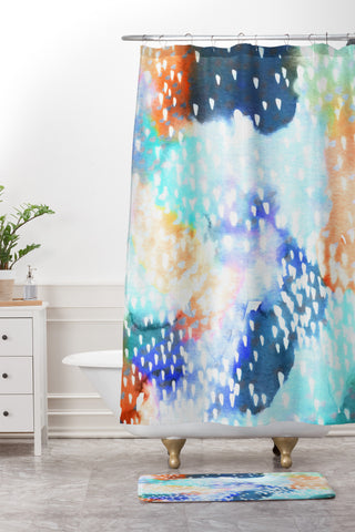 CayenaBlanca Rainy Sky Shower Curtain And Mat