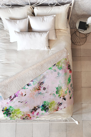 CayenaBlanca Romantic Flowers Fleece Throw Blanket