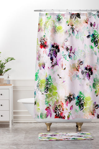 CayenaBlanca Romantic Flowers Shower Curtain And Mat