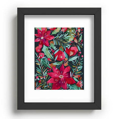 CayenaBlanca Watercolour Christmas Flowers Recessed Framing Rectangle