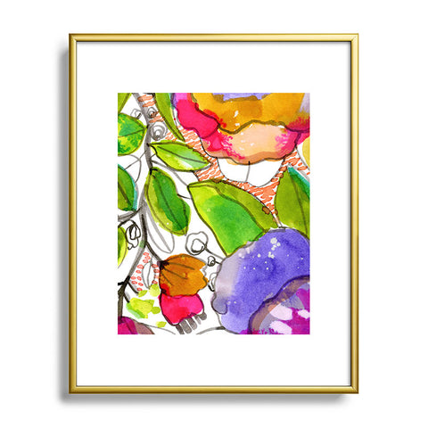 CayenaBlanca Watercolour Flowers Metal Framed Art Print