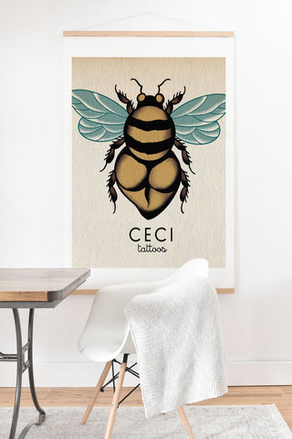 CeciTattoos Bumblebutt bee Art Print And Hanger
