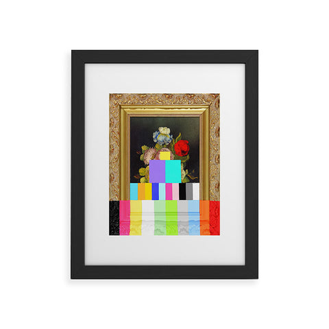 Chad Wys A Painting of Flowers With Color Bars Framed Art Print